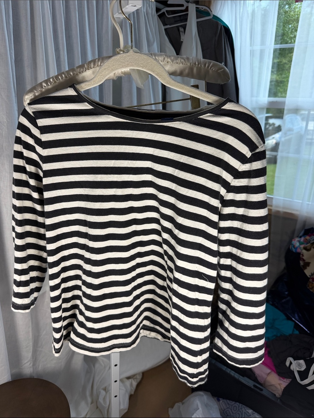 Westbound Black & White Striped Long Sleeve Top